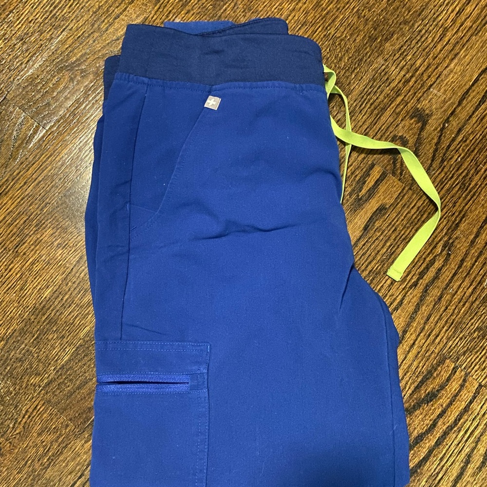 Figs Navy Scrub Pants with Gold Accents